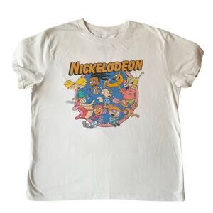 Nickelodeon Women Short Sleeve T-shirt Size M,White,Cartoon Characters SpongeBob